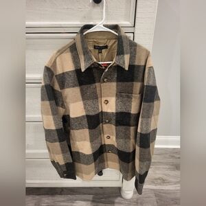 Banana Republic Men's Checkered Shirt Jacket - Black and Tan